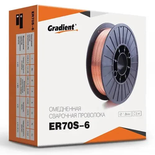 Обміднений зварювальний дріт Gradient ER70S-6 (1 мм, 5 кг) - PRORAB