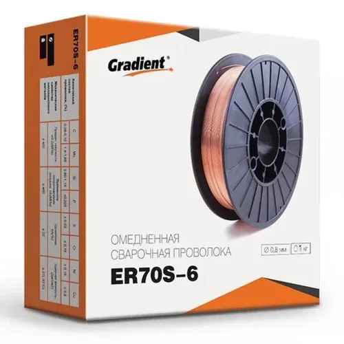 Обміднений зварювальний дріт Gradient ER70S-6 (0.8 мм, 1 кг) - PRORAB