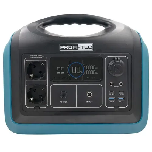 Портативна зарядна станція PROFI-TEC PPS1200 LiFePO4 (1.5 кВт, 992 Вт/год) (006853) - PRORAB