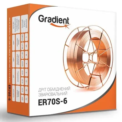 Обміднений зварювальний дріт Gradient ER70S-6 (0.8 мм, 15 кг) - PRORAB