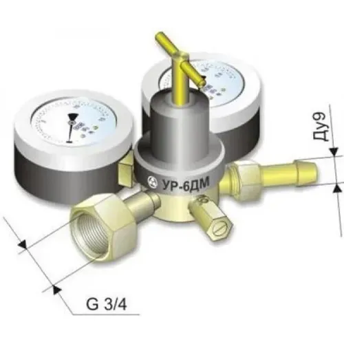 Редуктор балонний вуглекислотний Донмет УР-6ДМ (9 мм, 10 МПа) (011.000.00) - PRORAB image-1