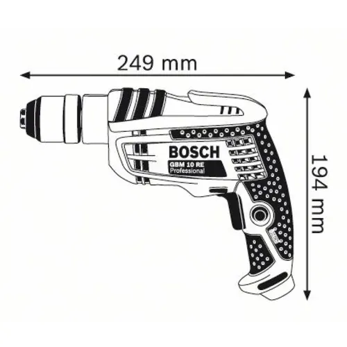 Дриль безударний Bosch GBM 10 RE (0.6 кВт, 2600 об/хв) (0601473600) - PRORAB image-11