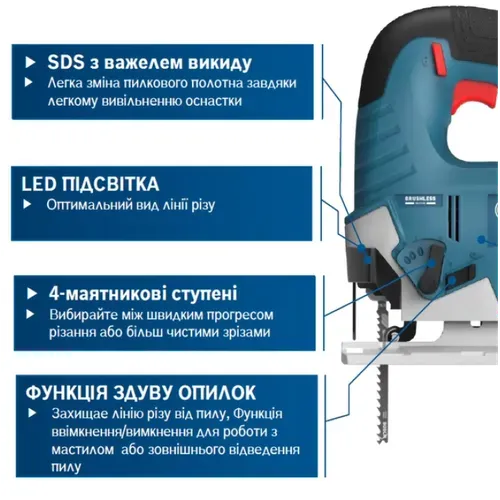 Акумуляторний лобзик Bosch Professional GST 185-LI (18 В, 4 А*год, 3500 об./хв) (06015B3023) - PRORAB image-2