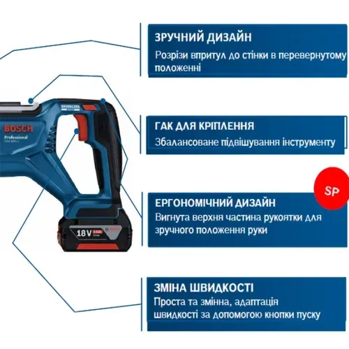 Акумуляторна шабельна пила Bosch GSA 18 V-LI C Professional (18 В, без АКБ,2900 ход/хв) (06016C0020) - PRORAB image-4