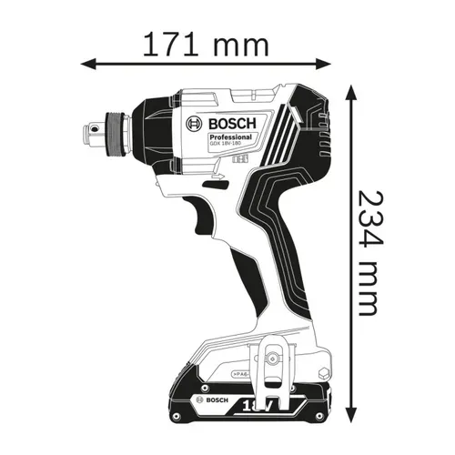 Акумуляторний ударний гайковерт Bosch GDX 180-LI (18 В, 2х2 А*год, 180 Н*м) (06019G5223) - PRORAB image-5