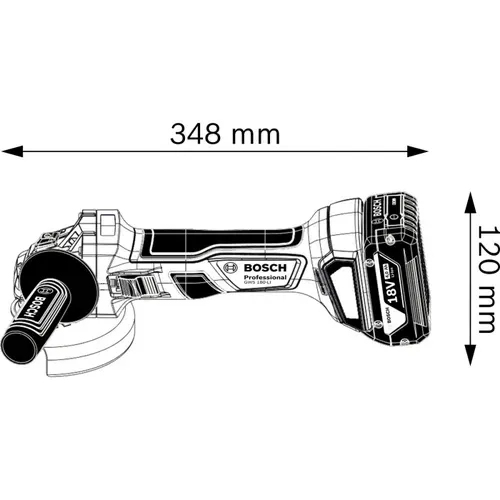 Акумуляторна кутова шліфмашина Bosch GWS 180-LI Professional (18 В, 2х4 А*год, 125 мм) (06019H9021) - PRORAB image-5