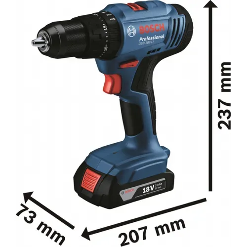 Акумуляторний ударний дриль-шуруповерт Bosch GSB 183-LI Professional (18 В, 2 А*год) (06019K9101) - PRORAB image-2