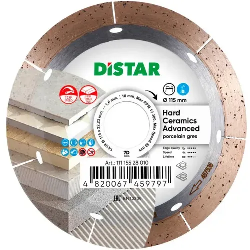 Алмазний диск Distar Hard ceramics Advanced (115х22.23х10 мм) (11115528010) - PRORAB