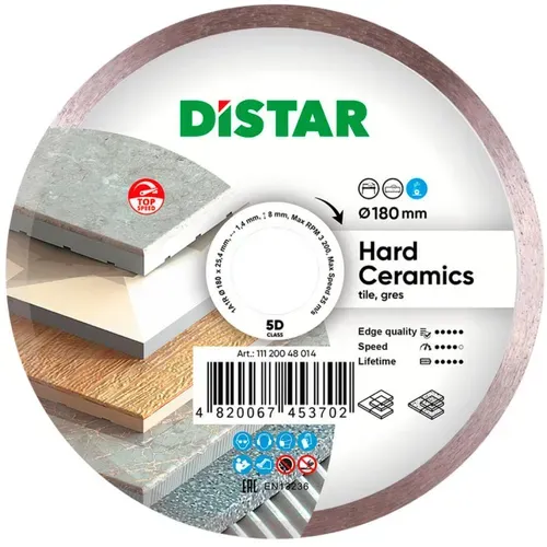 Алмазний відрізний диск Distar Hard Ceramics1A1R (180х1.4х25.4 мм) (11120048014) - PRORAB