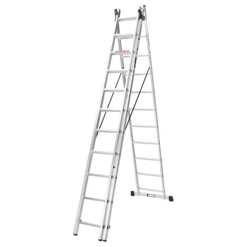 Драбина алюмінієва 3-х секційна LADDER STANDART (3х11 сходинок) (190-9311) - PRORAB image-1