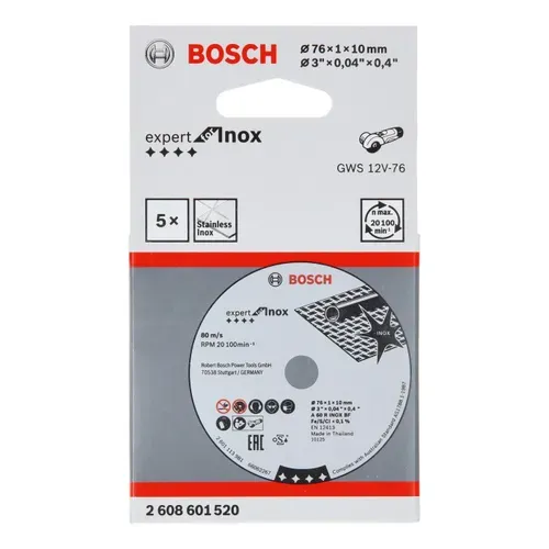 Круг відрізний Bosch Expert for Inox (76х1х10 мм, 5 шт.) (2608601520) - PRORAB image-1