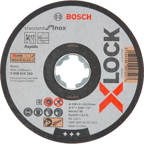 Відрізний круг X-LOCK Standard for Inox (125х1х22.23 мм) (2608619262) - PRORAB