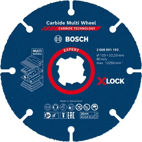 Круг відрізний Bosch Carbide Multi Wheel X-LOCK (125х1х22.23 мм) (2608901193) - PRORAB