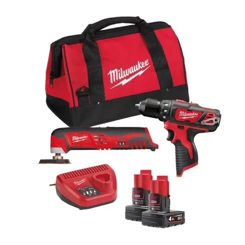 Акумуляторний дриль-шуруповерт Milwaukee M12 BDD-0 + Акумуляторний реноватор Milwaukee C12 MT-0 (12 В, 2х4 А*год) (4933441250) - PRORAB