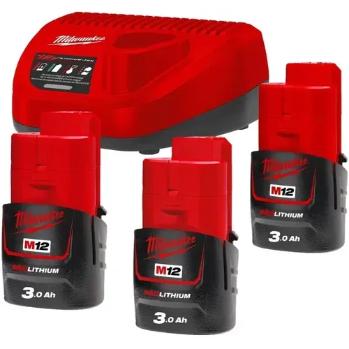 Набір 3 акумулятора + зарядний пристрій Milwaukee M12 NRG-303 (4933459207) - PRORAB