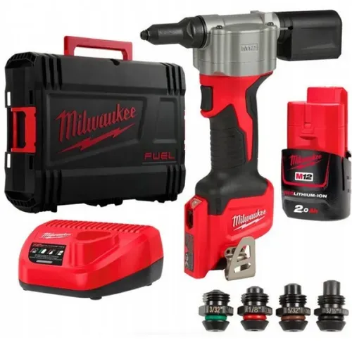 Акумуляторний заклепочник Milwaukee M12 BPRT-201X (12 В, 2 А*год, 2.4-4.8 мм) (4933464405) - PRORAB