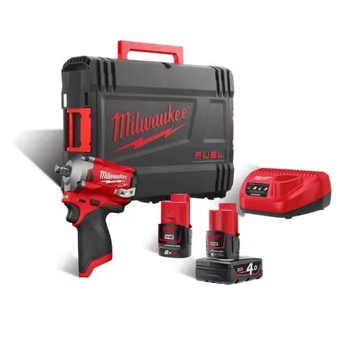 Акумуляторний гайкокрут Milwaukee M12 FIWF12-422X (12 В, 1х4 А*год, 1х2 А*год) (4933464616) - PRORAB