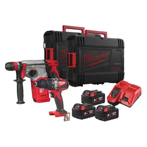 Акумуляторний дриль-шуруповерт Milwaukee M18 BLDD2-0X + перфоратор Milwaukee M18 BLHX-502X (18 В, 3х5 А*год) (4933492649) - PRORAB