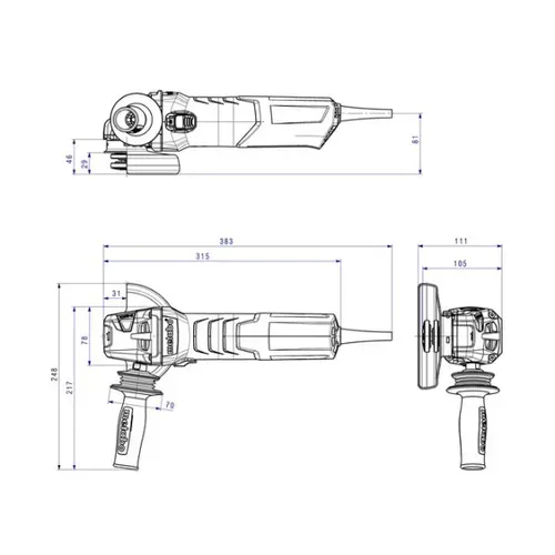 Кутова шліфмашина Metabo WE 15-125 Quick (1.55 кВт, 125 мм) (600448000) - PRORAB image-8