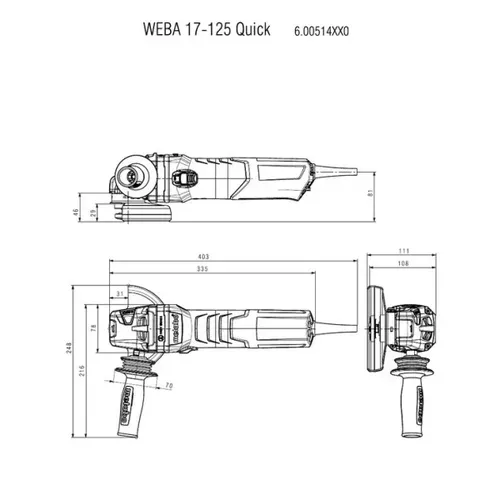 Кутова шліфмашина Metabo WEBA 17-125 Quick (1.7 кВт, 125 мм) (600514000) - PRORAB image-5