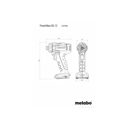 Акумуляторний дриль-шуруповерт Metabo PowerMaxx BS 12 (12 В, 40 Н*м, без АКБ) (601036890) - PRORAB image-3