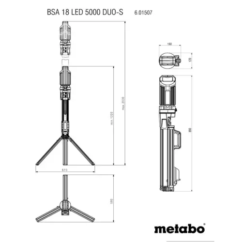 Акумуляторний ліхтар Metabo BSA 18 LED 5000 DUO-S (18 В, без АКБ) (601507850) - PRORAB image-1