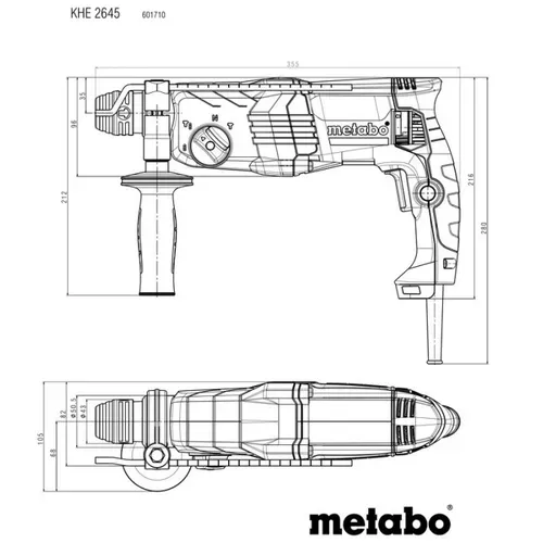 Перфоратор Metabo KHE 2645 SDS-plus (0.85 кВт) (601710500) - PRORAB image-2