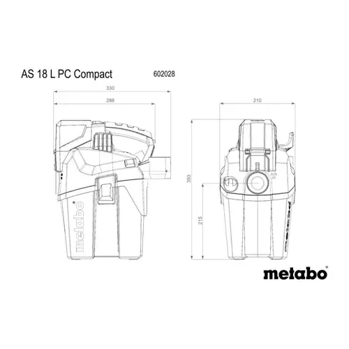 Акумуляторний пилосос Metabo AS 18 L PC Compact (18 В, без АКБ, 6 л) (602028850) - PRORAB image-2