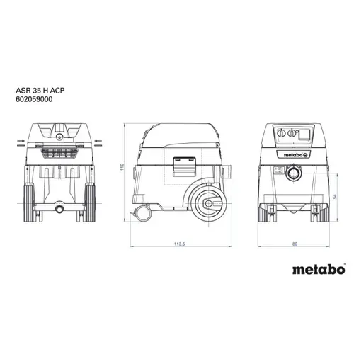 Промисловий пилосос Metabo ASR 35 H ACP (1.4 кВт, 35 л) (602059000) - PRORAB image-3