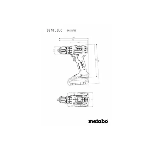 Акумуляторний шуруповерт Metabo ВS 18 L ВL Quick (18 В, без АКБ, 60 Н*м) (602327840) - PRORAB image-5