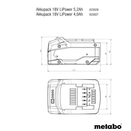 Акумулятор Metabo Li-Power (18 В, 5.2 А*год, Li-Ion) (625028000) - PRORAB image-2