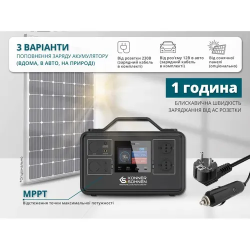 Портативна зарядна станція Konner & Sohnen KS 1200PS (2.4 кВт) - PRORAB image-6