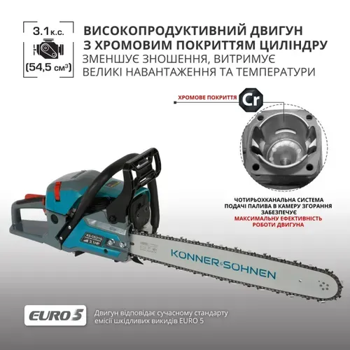 Бензопила Konner&Sohnen KS CS31G-20 (3.1 к.с., 500 мм) - PRORAB image-11