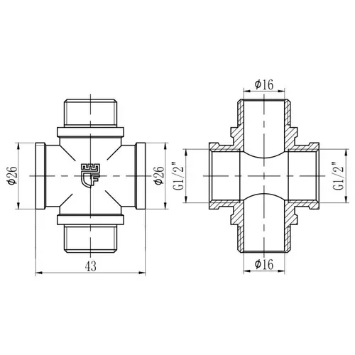 Крестовина SD Forte 1/2" ВН SF35515 - PRORAB image-1