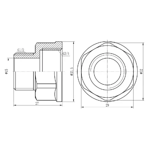 Переход SD Forte 3/4"х1/2" ВН хром SF360H2015 - PRORAB image-1