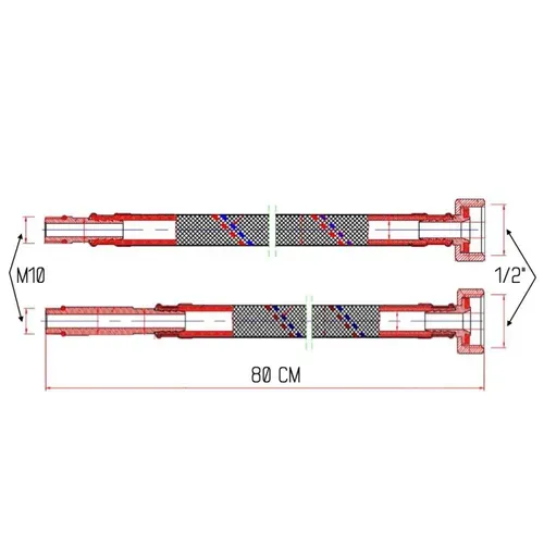 Гибкая подводка для смесителя SD Forte М10 80 см SF380W80 - PRORAB image-1