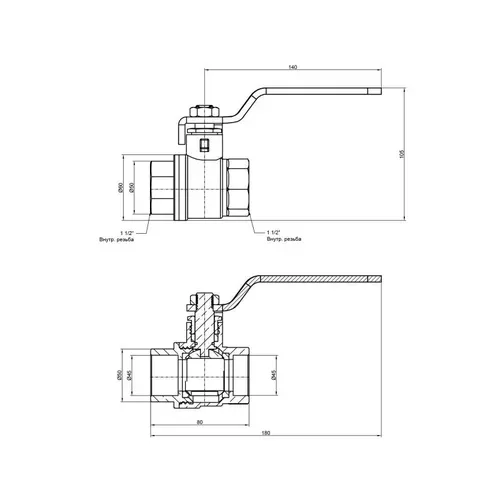 Кран шаровой SD Plus 1" 1/2 ВР для воды (рычаг) SD600W40 - PRORAB image-1