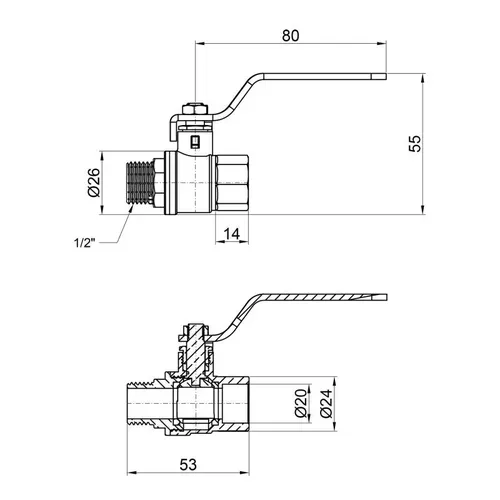 Кран шаровой SD Plus 1/2" ВН для воды (рычаг) SD605W15 - PRORAB image-1