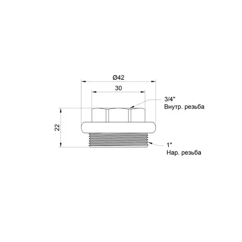 Футорка радиаторная SD Plus 1"х3/4" правая SD11620D - PRORAB image-1