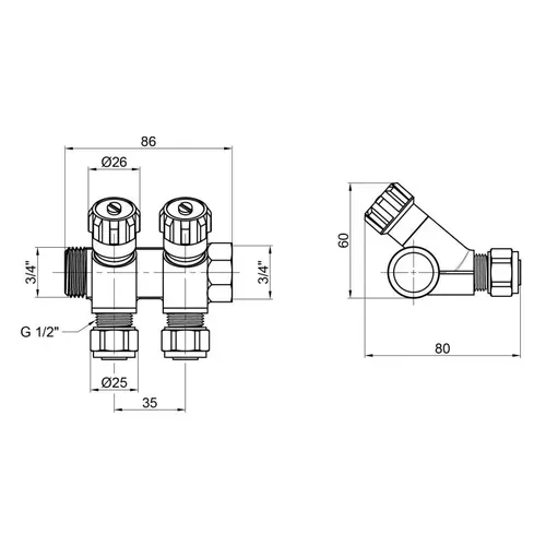 Коллектор SD Plus 3/4" 2 выхода SD230W2 - PRORAB image-1