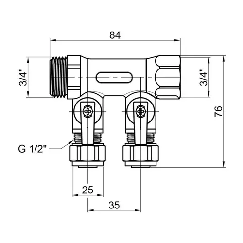 Коллектор SD Plus 3/4" 2 выхода SD231W2 - PRORAB image-1