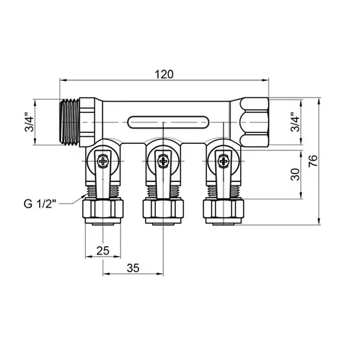 Коллектор SD Plus 3/4" 3 выхода SD231W3 - PRORAB image-1