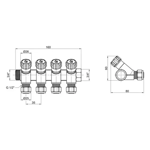 Коллектор SD Plus 3/4" 4 выхода SD230W4 - PRORAB image-1