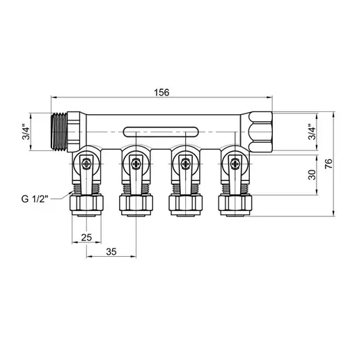 Коллектор SD Plus 3/4" 4 выхода SD231W4 - PRORAB image-1