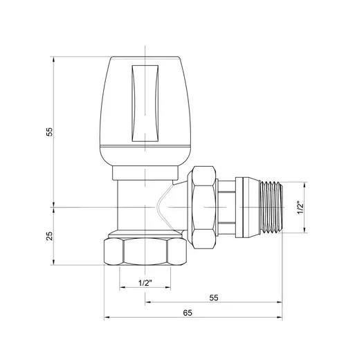 Кран радиаторный Icma 1/2" с антипротечкой угловой с ручкой №802+940 - PRORAB image-1