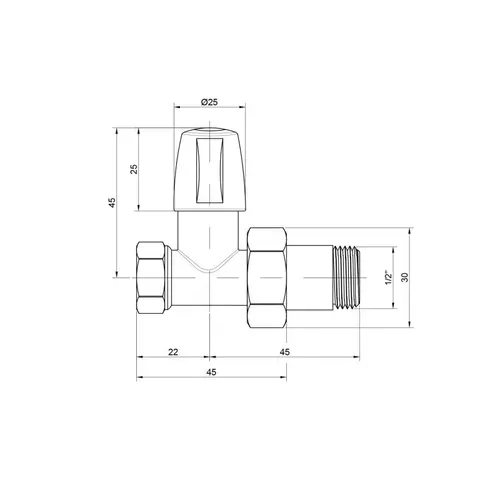 Кран радиаторный Icma 1/2" прямой без ручки №815 - PRORAB image-1