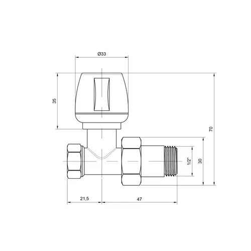 Кран радиаторный Icma 1/2" прямой №813 - PRORAB image-1