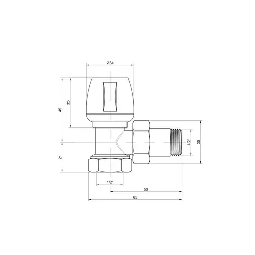 Кран радиаторный Icma 1/2" угловой №803 - PRORAB image-1