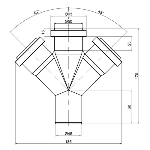 Крестовина канализационная TA Sewage 50, 45° - PRORAB image-1