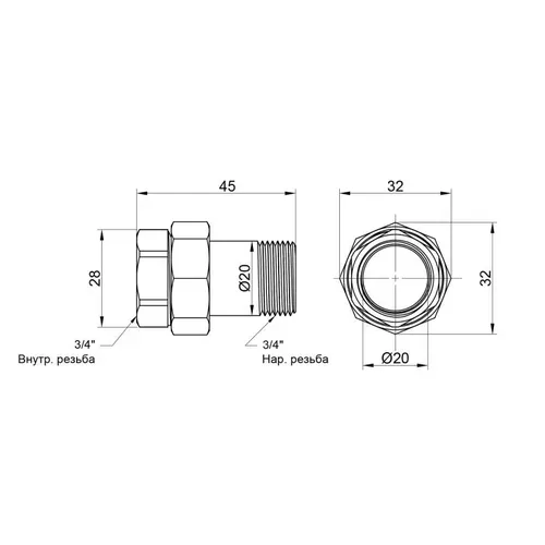 Сгон "Американка" Icma 3/4" прямой №818 - PRORAB image-1